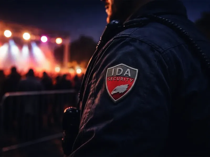 KI-generiertes Bild: IDA-Security-Personal bei der Zutrittskontrolle einer Veranstaltung