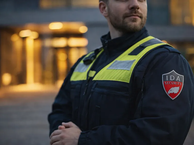 Uniformierter IDA-Security-Mitarbeiter bei der Objektbewachung